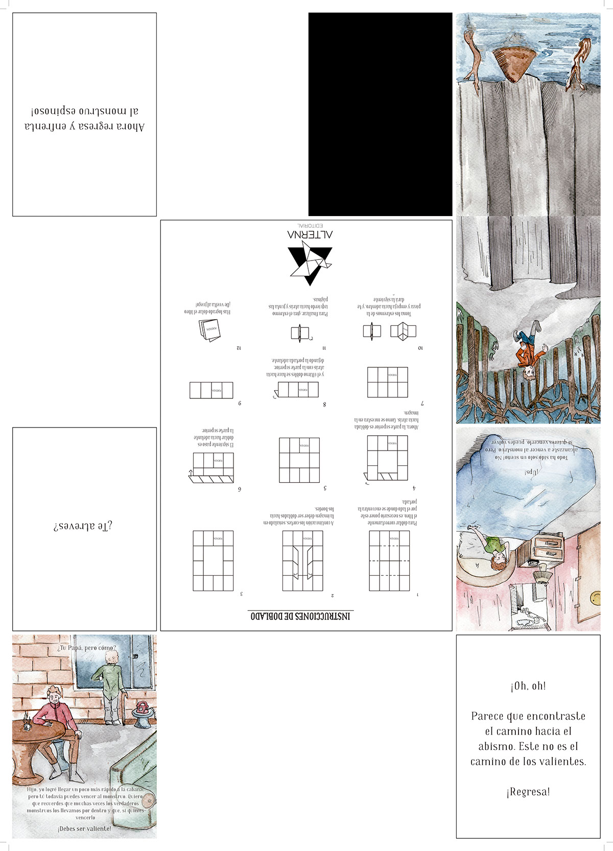 diseño estudio 2 Andes libr Plegable fanzine Monstruo espinoso terro niños