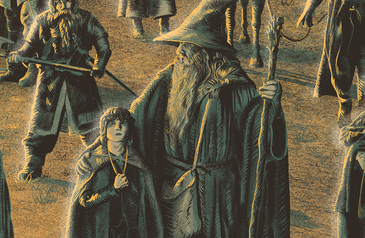 LOTR Peter Jackson fantasy wizard evil Good movie pop culture poster screenprint