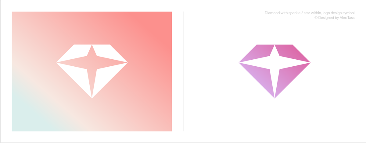 Diamond with sparkle  star within, logo design symbol by Alex Tass