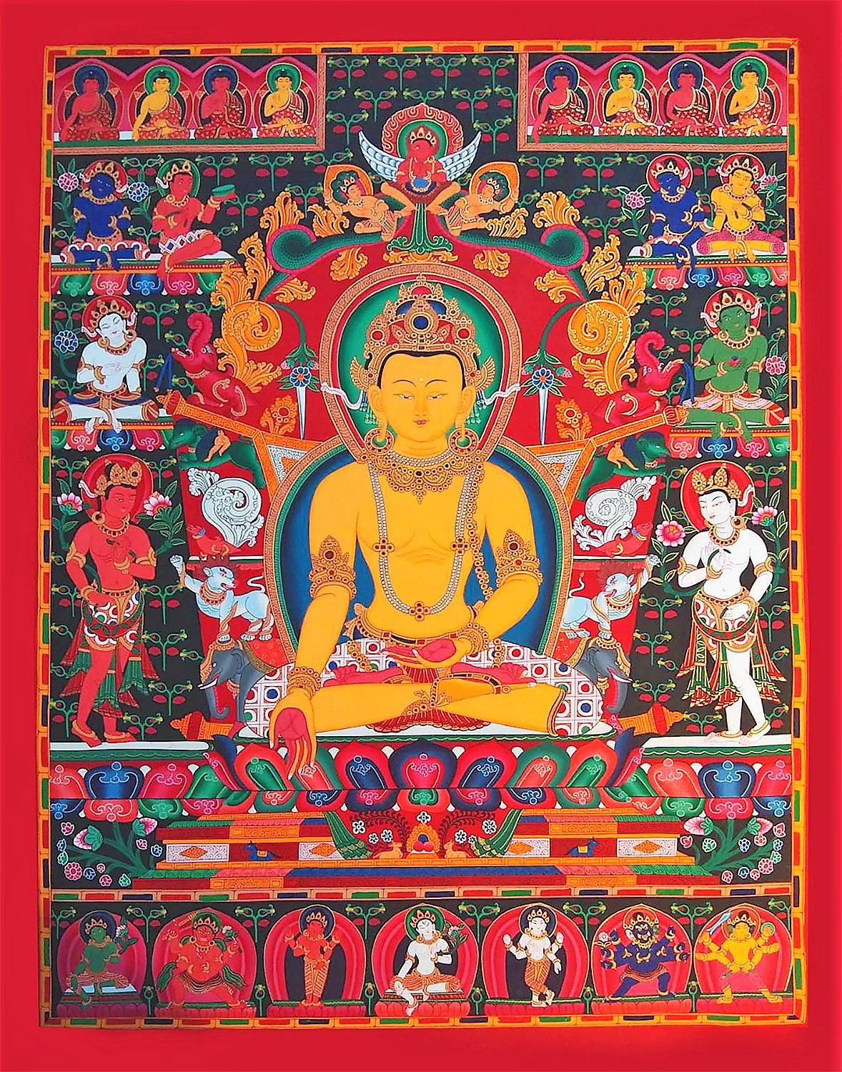 Siddhi Buddha Thangka in Red