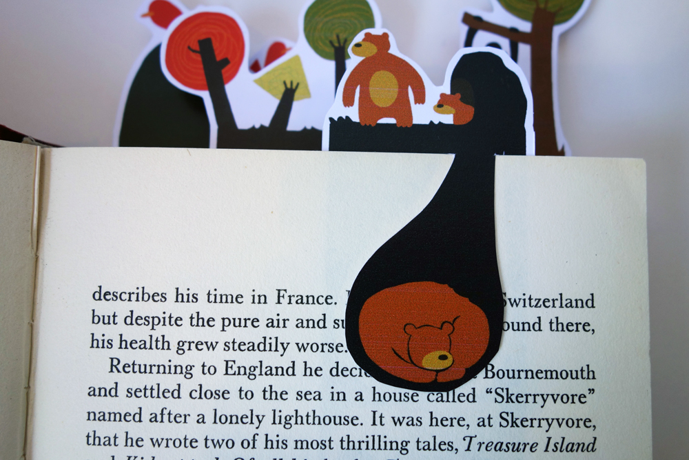 #bookmark #illustration #animal #birds #tree #bear #rabbit   #monkey