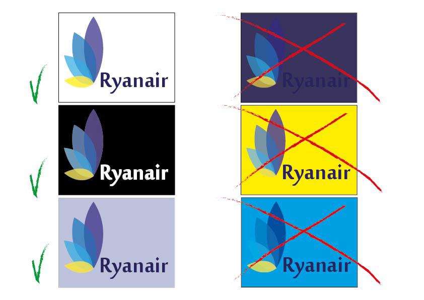 Invenzione logo Ryanair immagine coordinata biglietti DA visita lettera