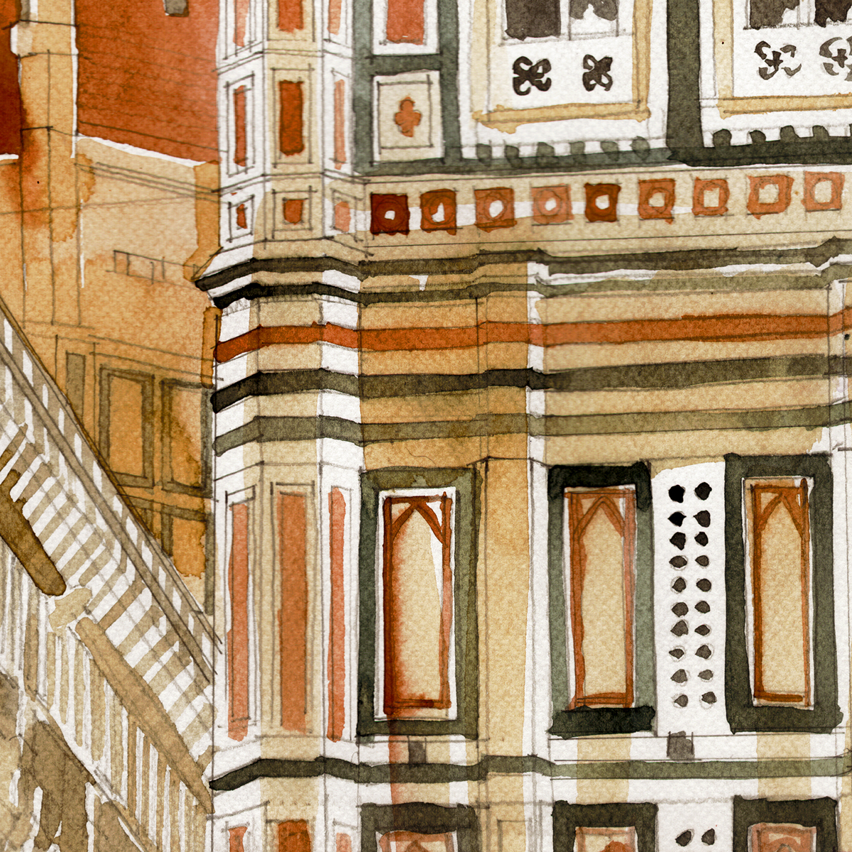 firenze Florence duomo SantaMariaDelFiore Italy italia italiani watercolor artwork architect work in progress wip majawronska majatakmaj takmaj