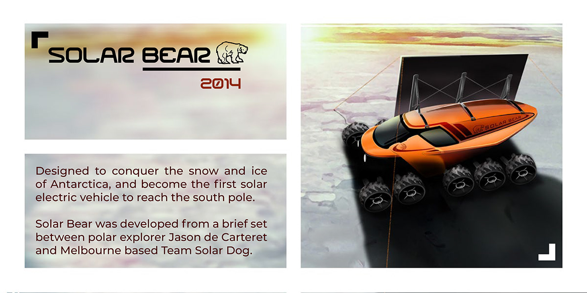 Adobe Portfolio solar bear solar antarctic south pole design automotive   electric concept Nathan nathwilliams record williams