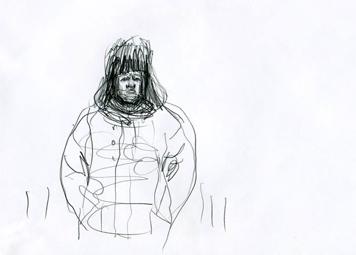 sketch sketchbook pencil gouache Street people man woman russian