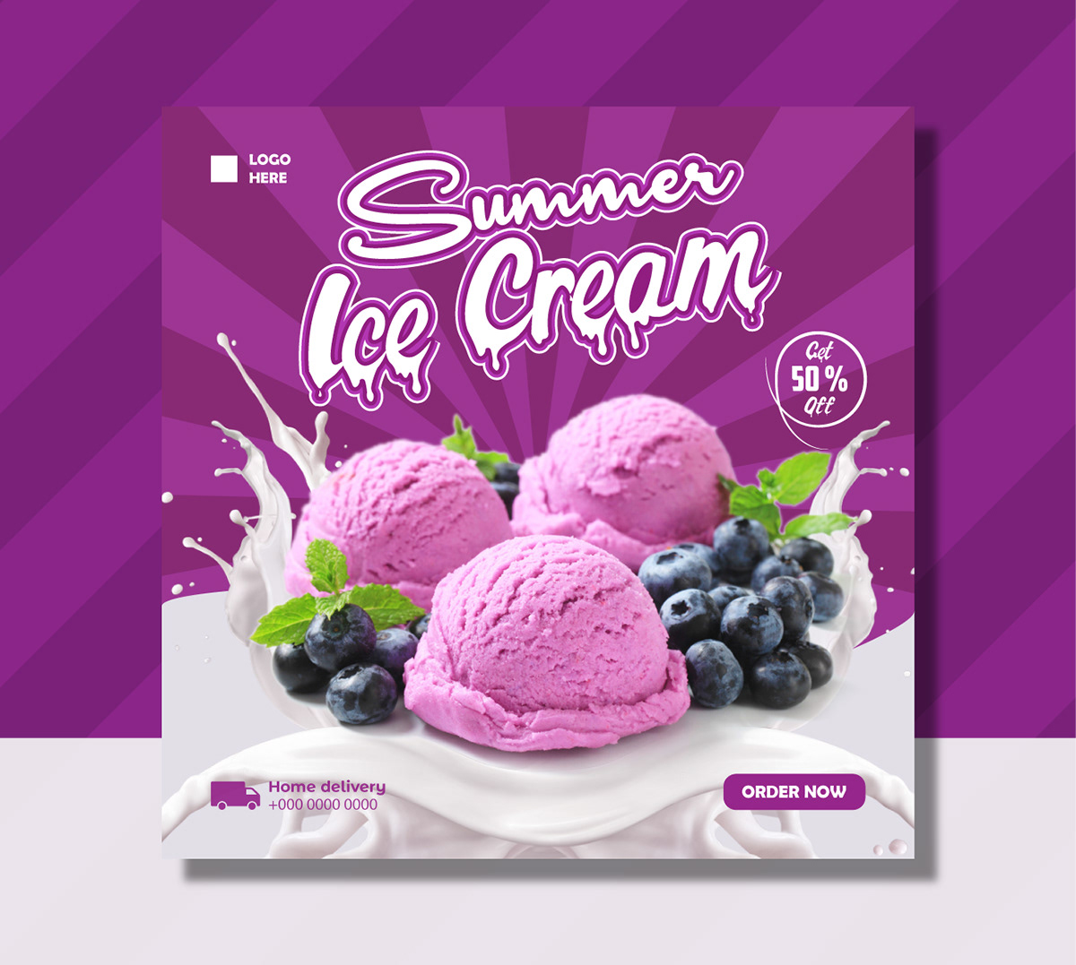 ice cream Food  Social media post Advertising  marketing   Socialmedia post visual identity brand design