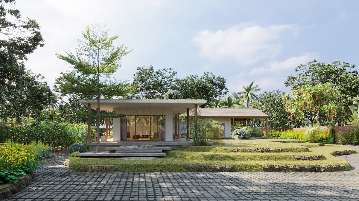 architecture archviz design exterior farm house garden Landscape Nature Render visualization