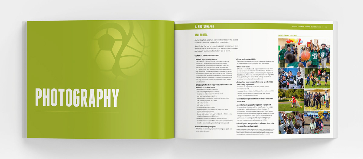 brand guide brand guidelines branding Good Sports non-profit nonprofit sports
