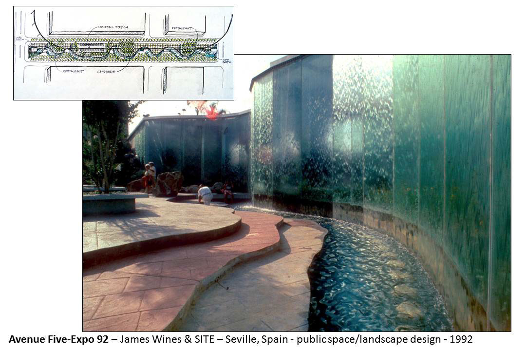 site James Wines public space seville spain Avenue Five Expo 92