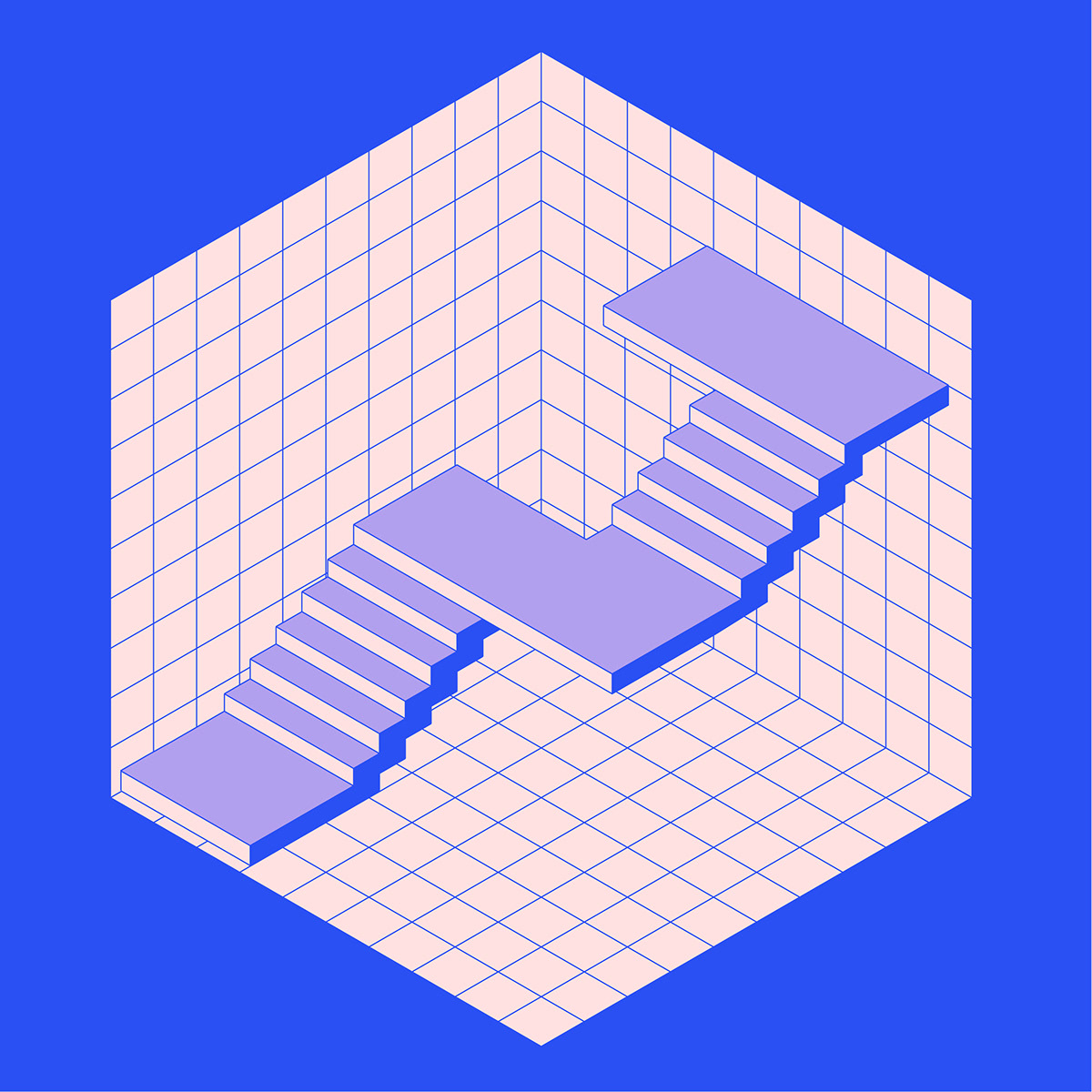 stair color blue pink grid architecure typology Circulation funky groovy
