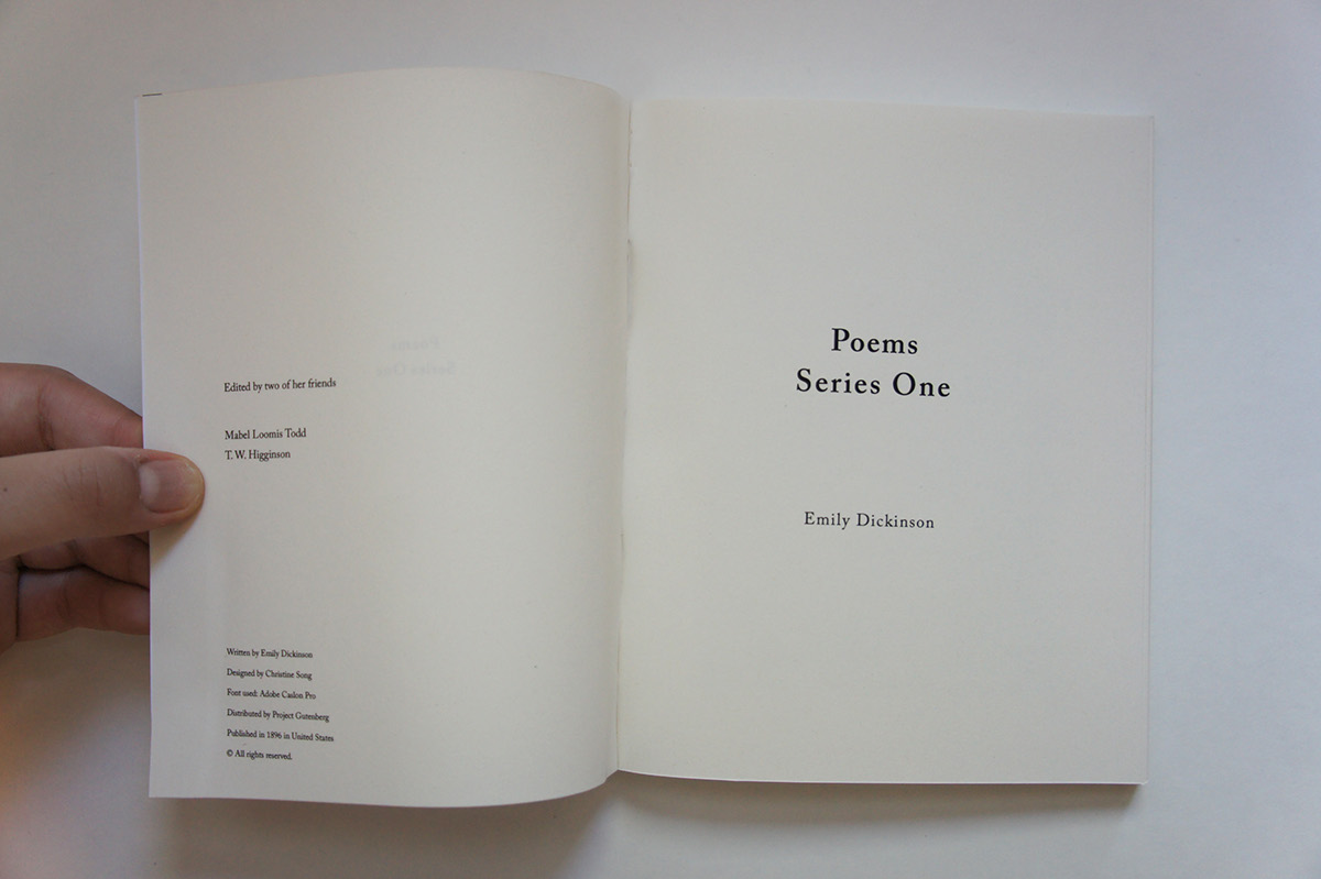 emily dickinson poem book design