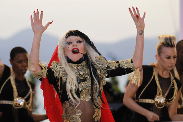 metal gold harness Lady Gaga cannes 2012 assaad awad