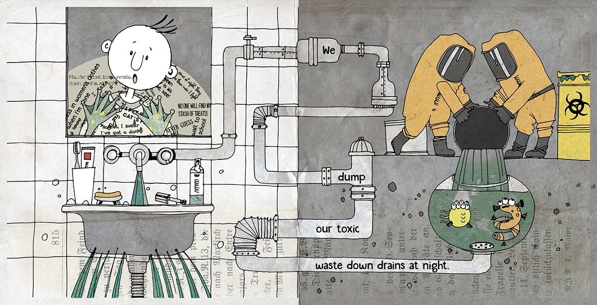childrens book collage comics graphic letterig mind secret texture