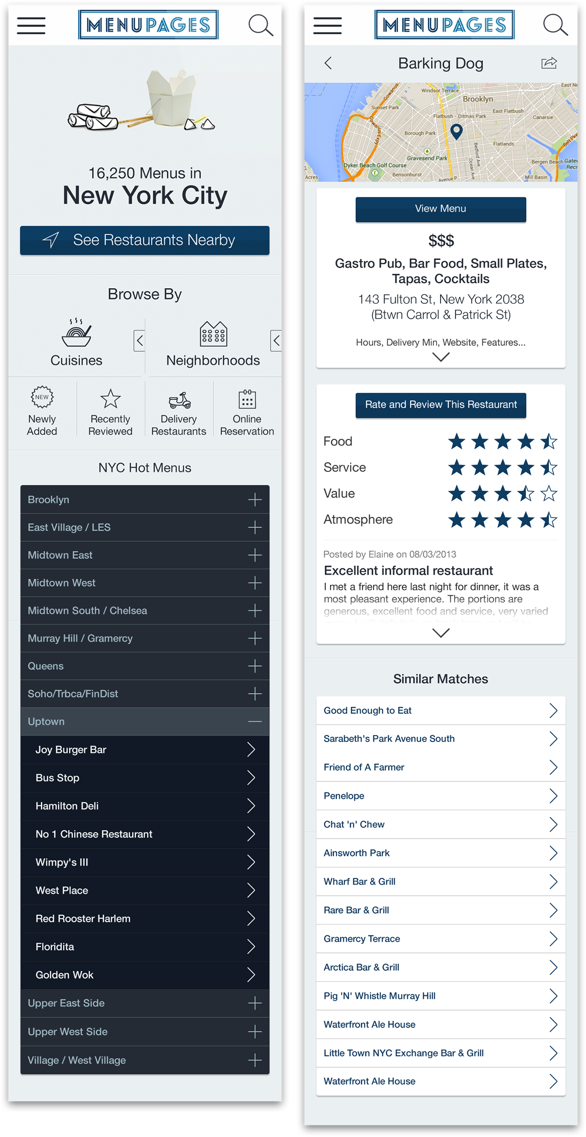 mobile menupages mobify skyrkt Adaptive UI ux Mobile UI