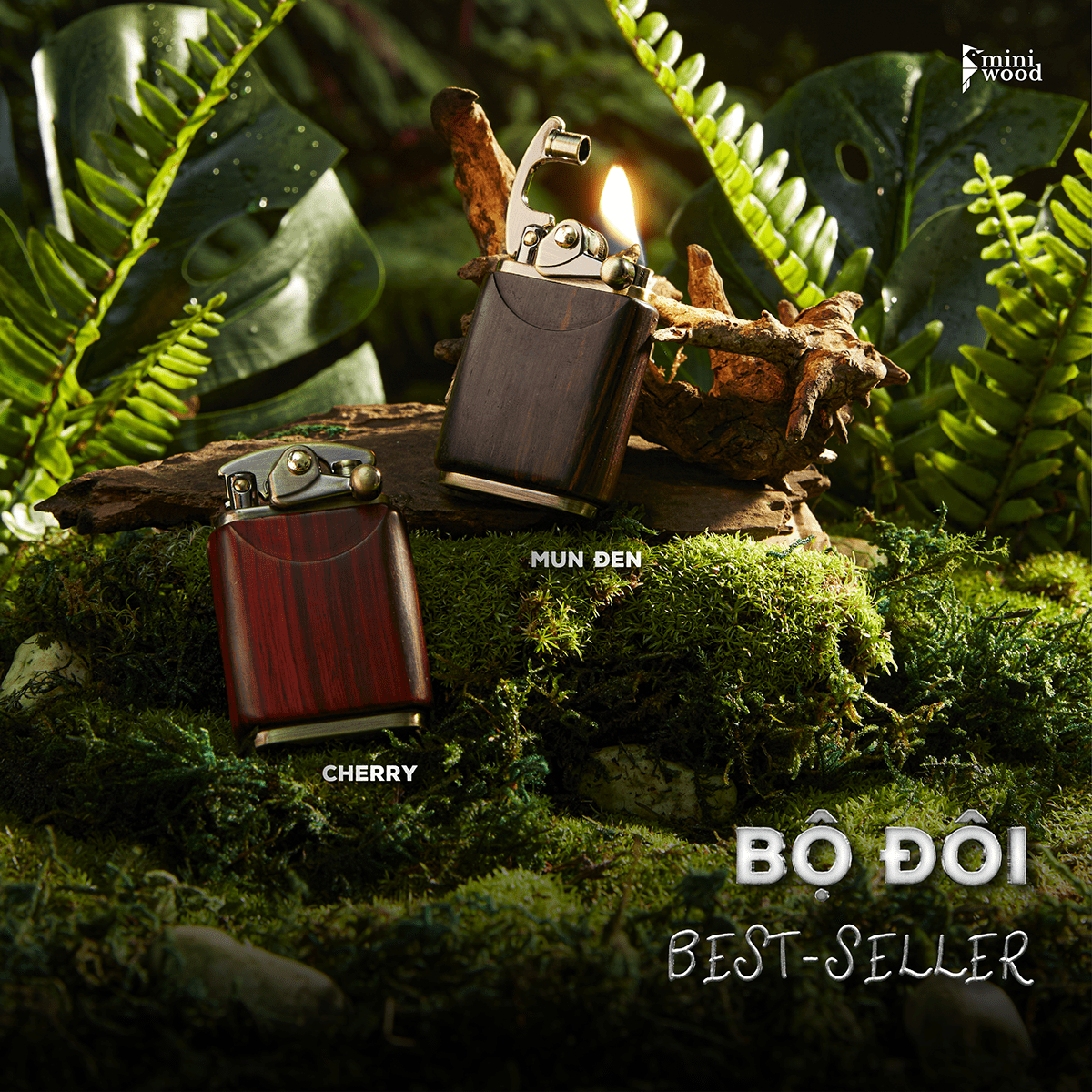 lighter jungle Tropical forest Product Photography Advertising  brand identity tropical photoshoot wooden lighter