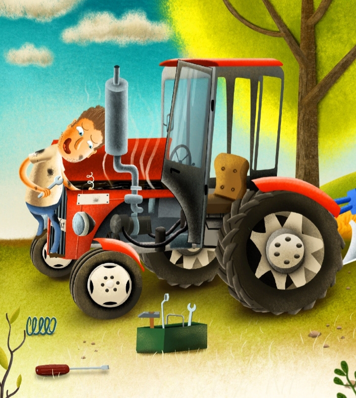 ilustracja ILLUSTRATION  Illustrator Tractor farm farmer country cow ILUSTRACJE ilustrator