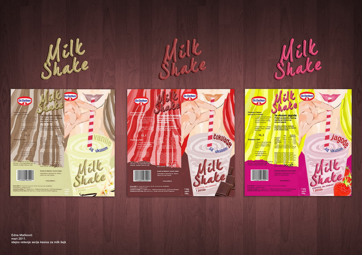 graphic design  Food  Food Packaging milk shake dr. oetker