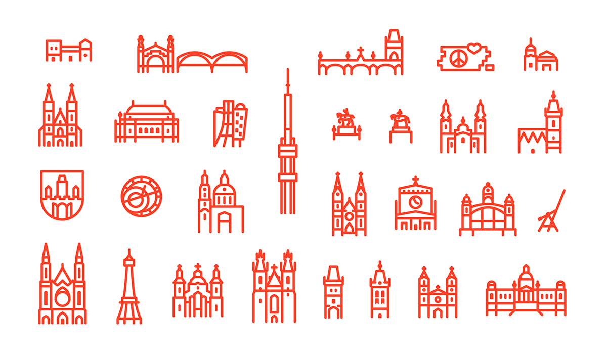 cartography map design prague Street Icon ILLUSTRATION 