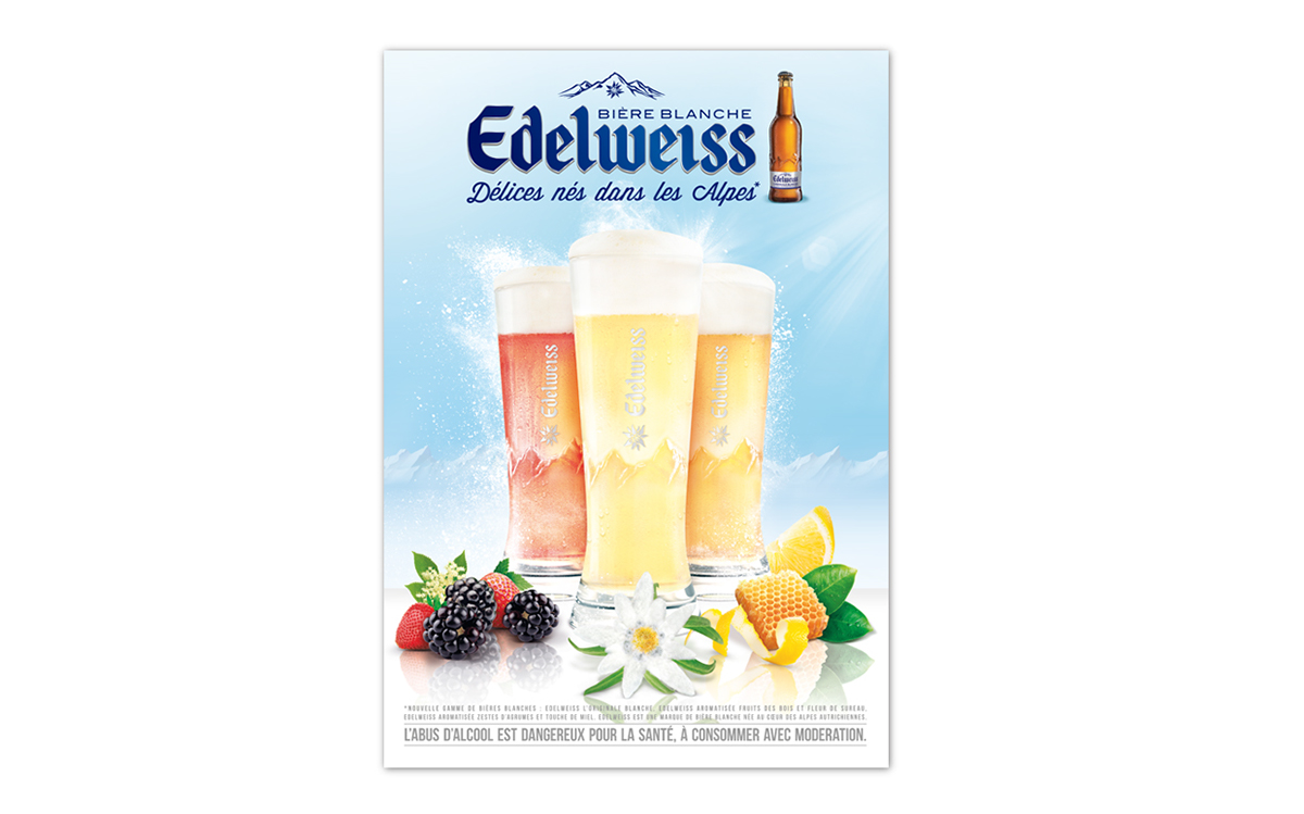 beer whitebeer fresh fruits Alpes heineken Edelweiss