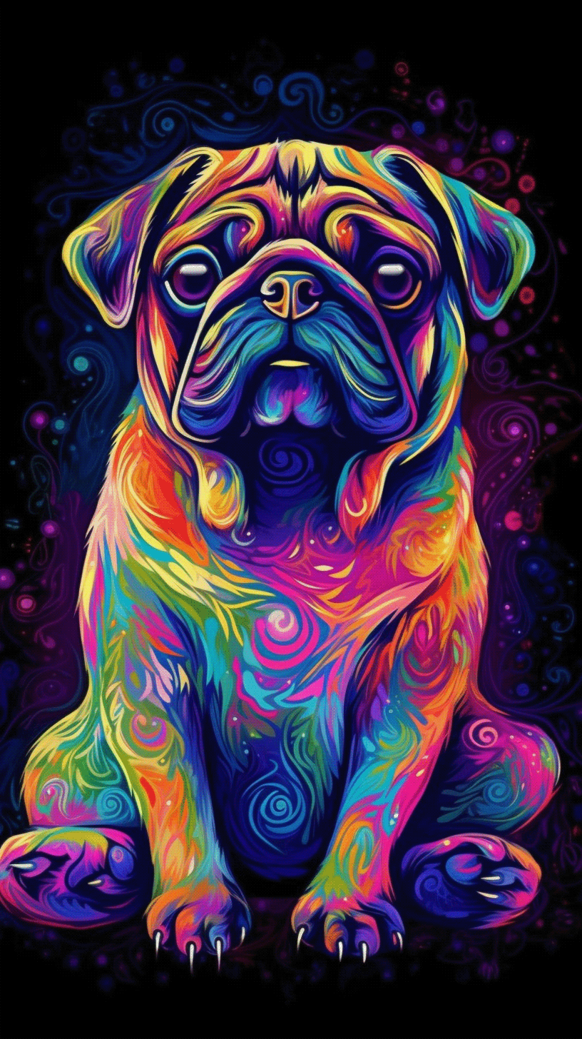 Ai Art colorful midjourney Pug