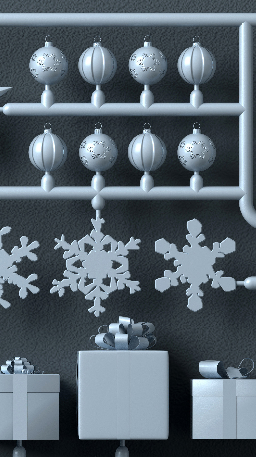 Christmas xmas model model kit airfix christmas Tree Presents solstice winter snow Maxwell Render lightwave 3d