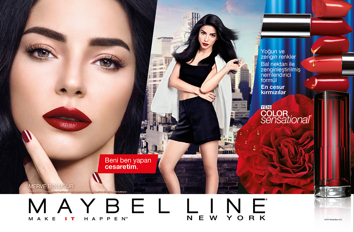 Maybelline New York NY merve McCann istanbul Turkey l'oreal cosmetics lipstick red sexy beauty commercial Spot