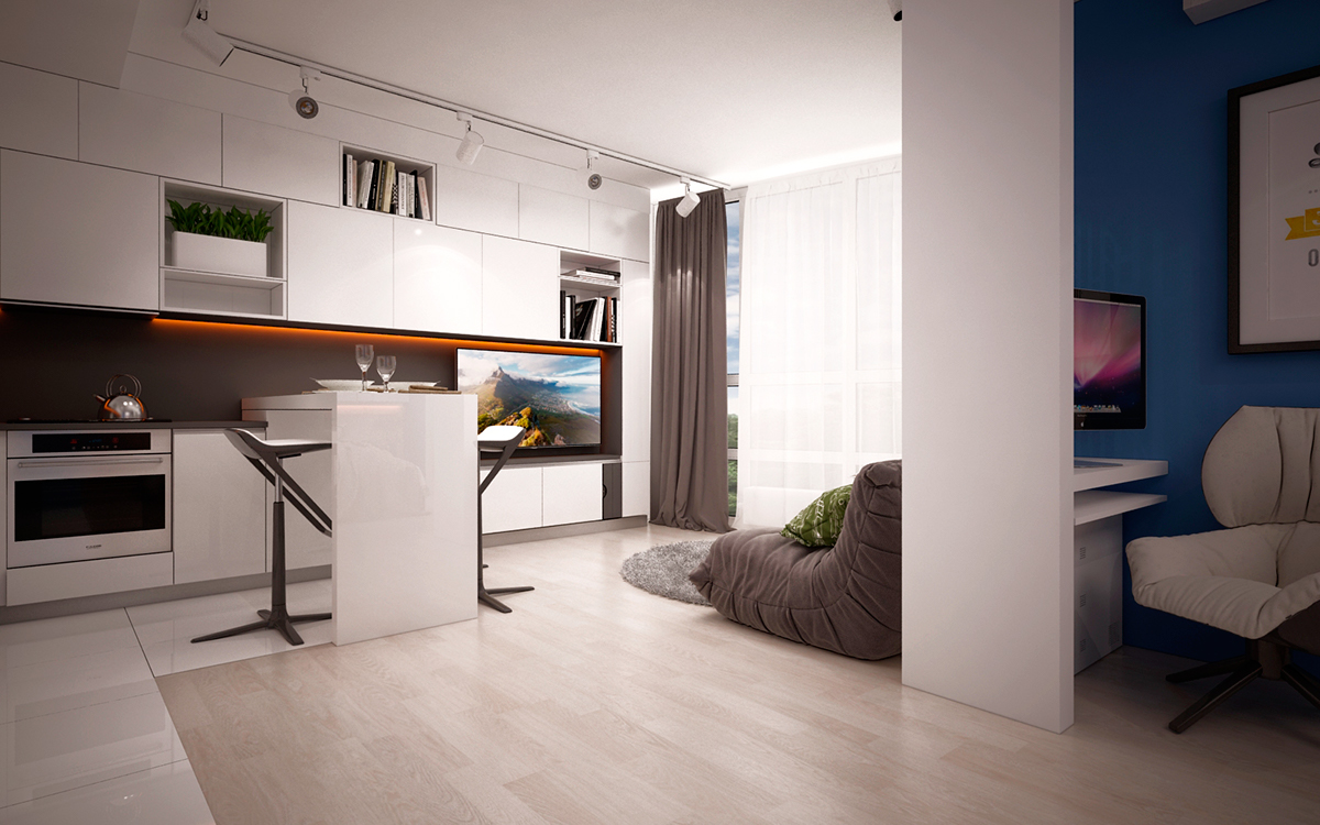 Design small apartment minimalizm