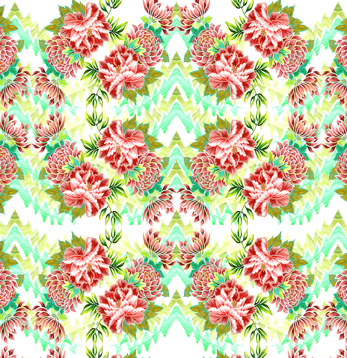 floral pattern print textile repeat graphic Nature Ethnic fabric gouache watercolor photoshop surface design Surface Pattern