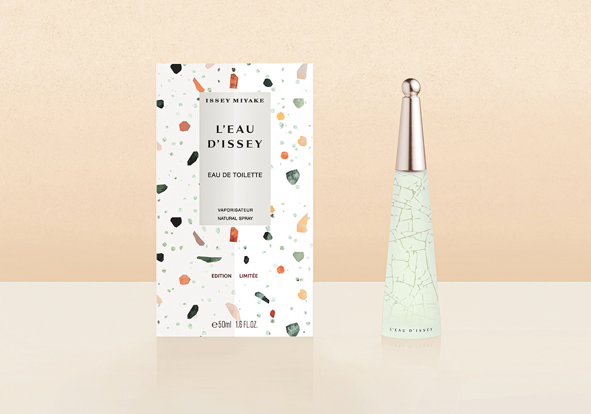 Packaging parfum creation graphism design issey miyake Terrazzo art Pack graphisme