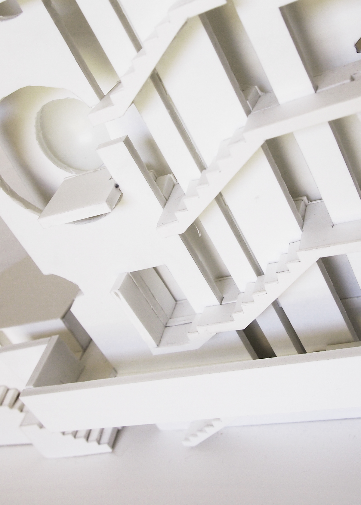 Monochromatic White Modelmaking maquette 3D b&w raimund abraham building