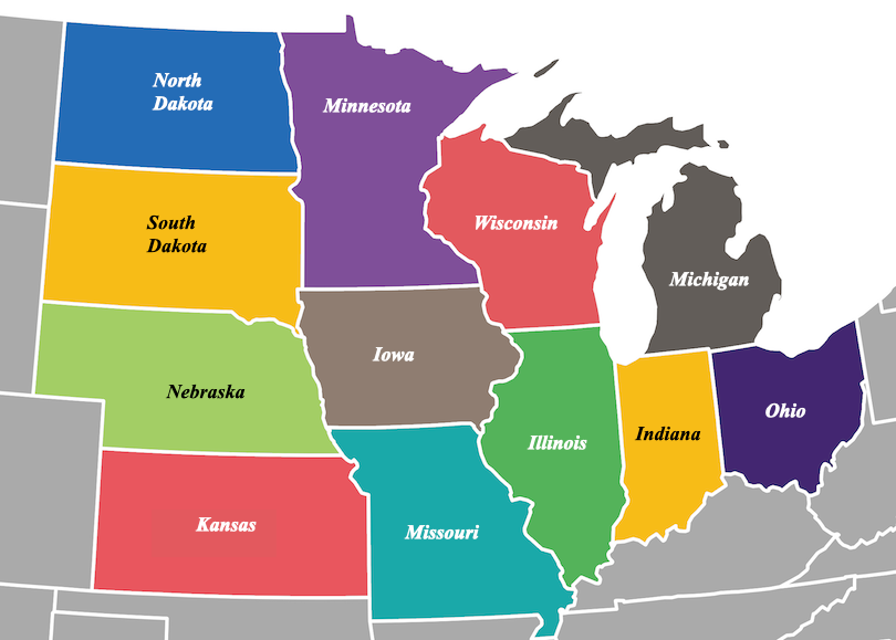 Midwest States Map