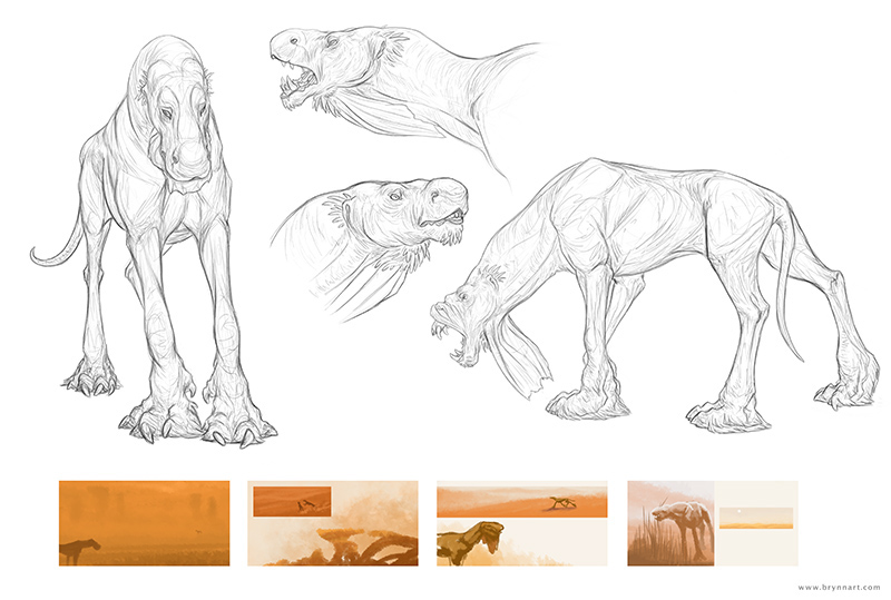 creature concept design art Production animal monster dragon brynn metheney pencil