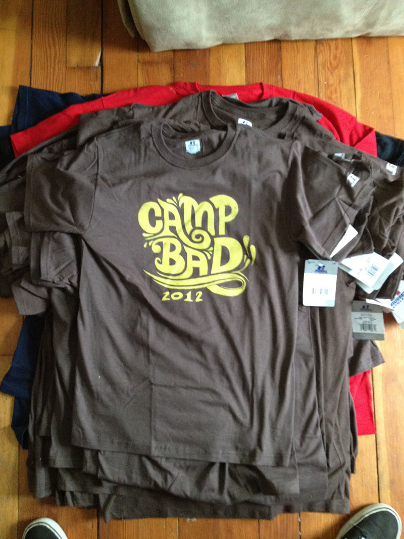 camp  fire  lettering   type  shirts