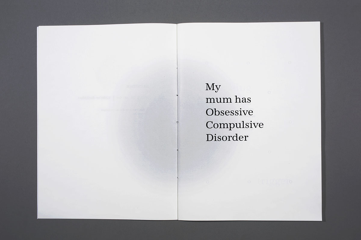 OCD White black type book exploration mental illness editorial design minimal Bookbinding obsessive compulsive disorder