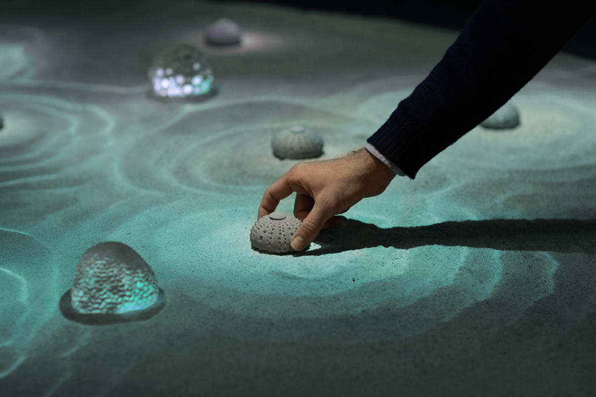 Digital Art  Exhibition  Installation Art interactive light art installation motion design projection mapping sand stone table