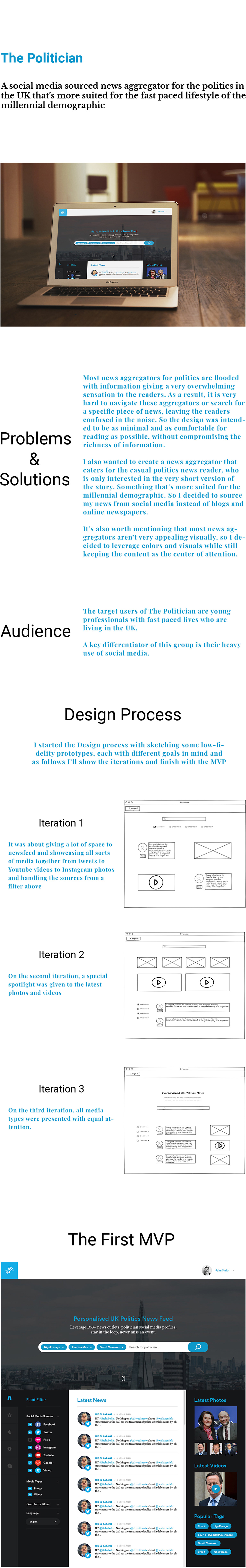 one page design Web Design UI news aggregator UK