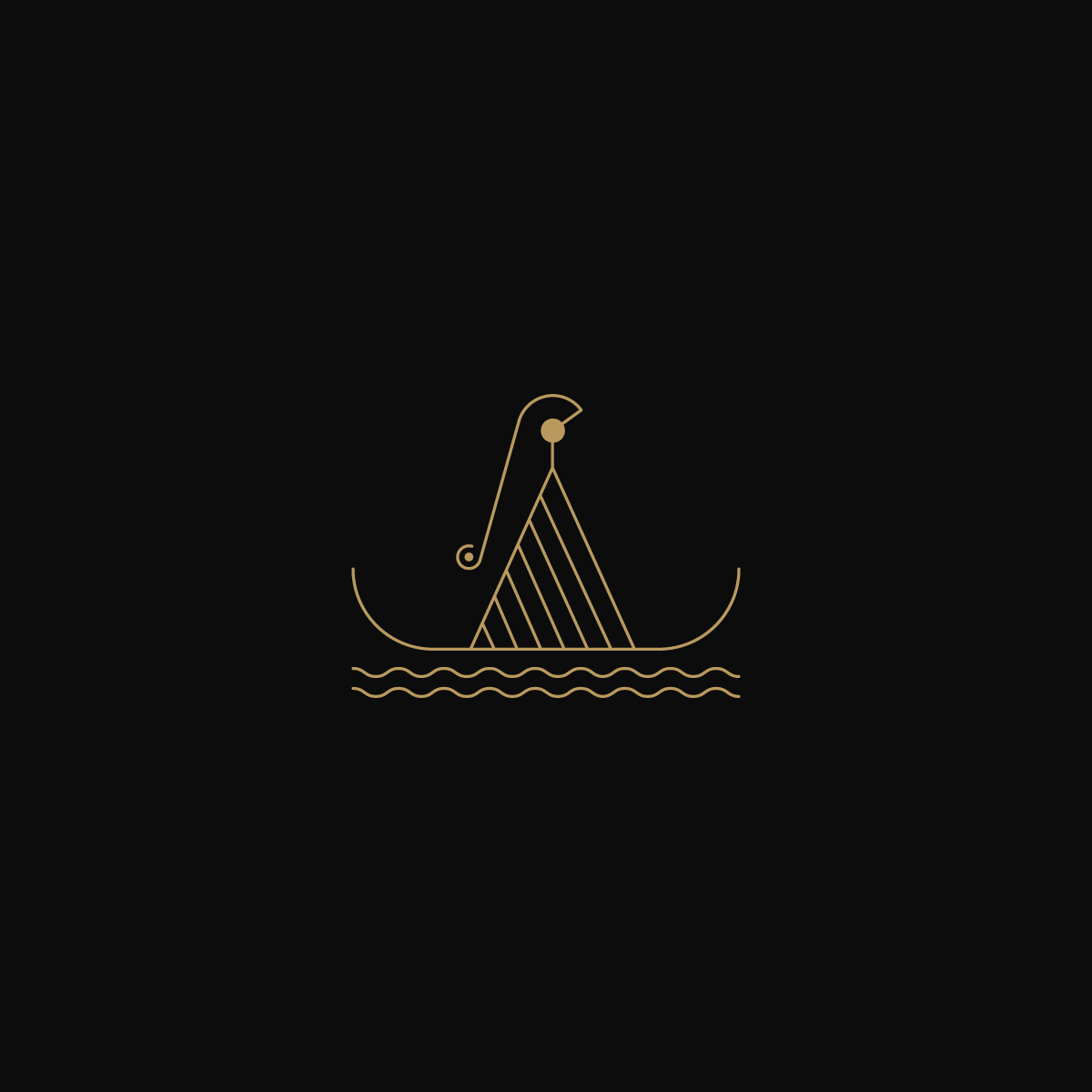 Ancient sound dark black gold music echo minimal icons pictograms
