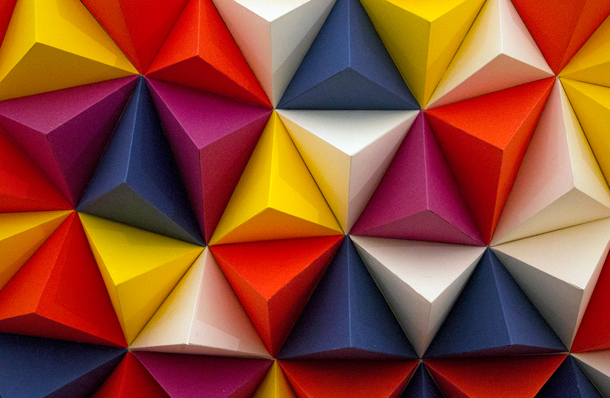paper pyramids origami  UV color ODED EZER cardboard pattern geometric pyramid Triangles handmade