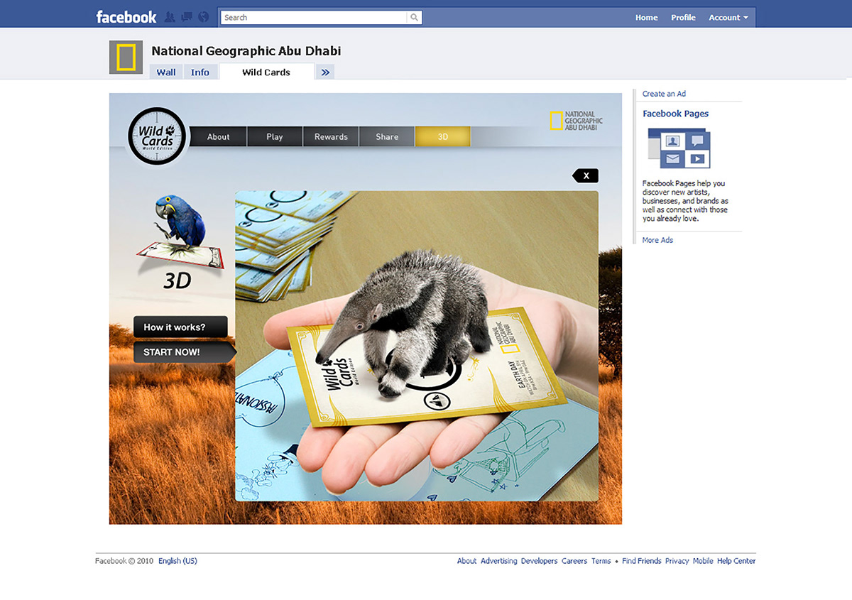 national geographic Nat Geo wild cards cards interactive augmented reality A.R. facebook app environment Animal protection conservation