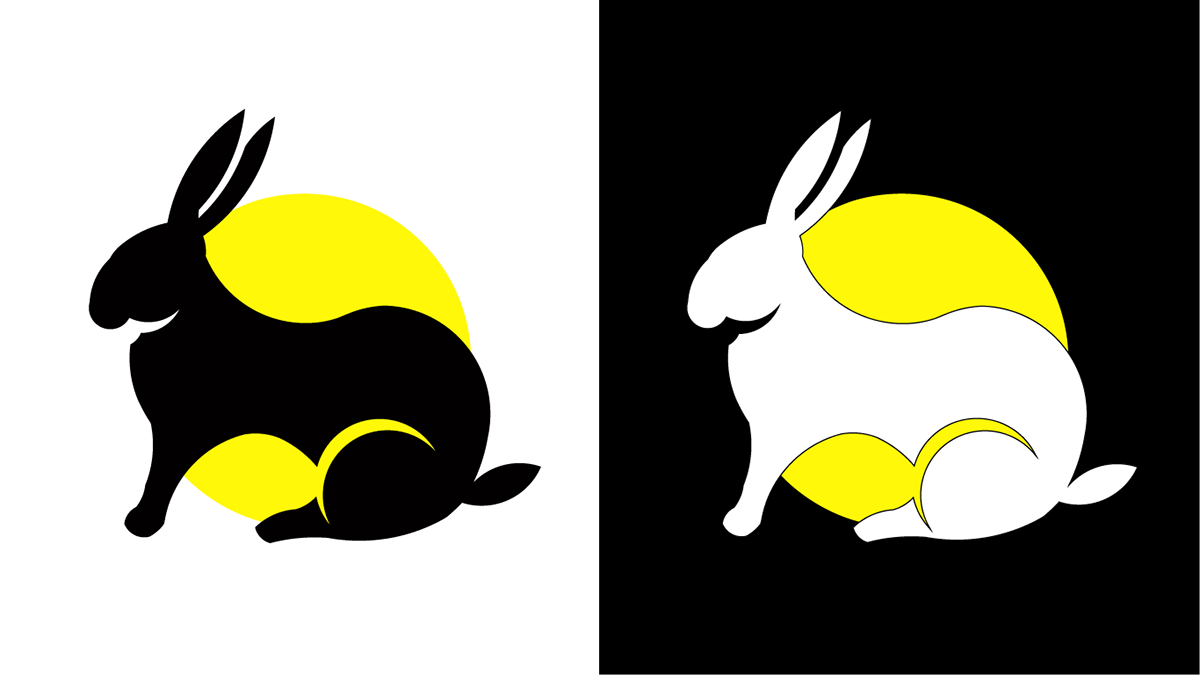 hare rabbit yellow black animal logo