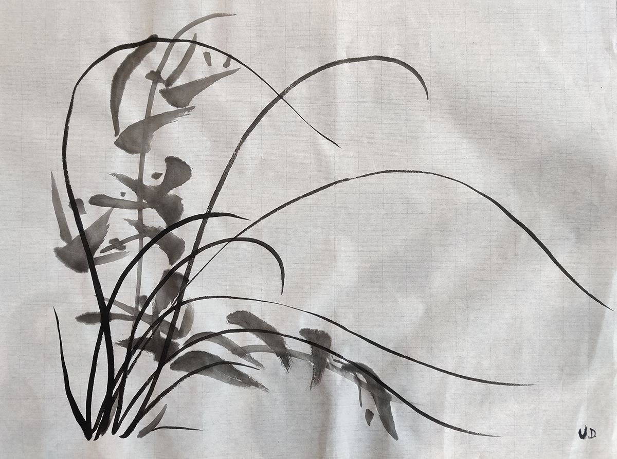 Minimalistic, simple and easy Korean Ink wash painting by Urvashi Dhingra (Behance)