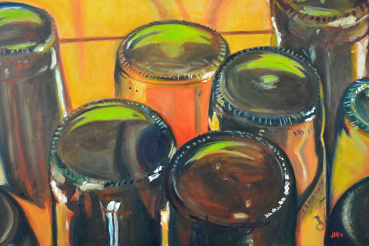 beer corona Yuengling oil pastel canvas