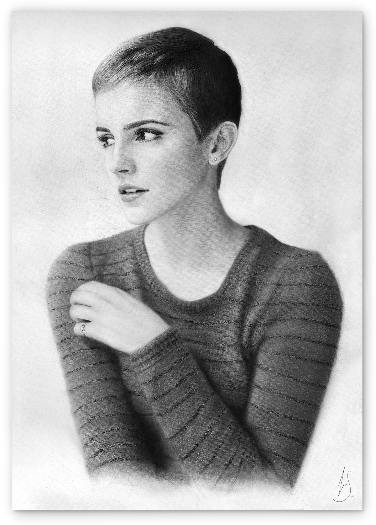 lights and shadows hyperrealism draw black White pencil light shadow portrait black and white