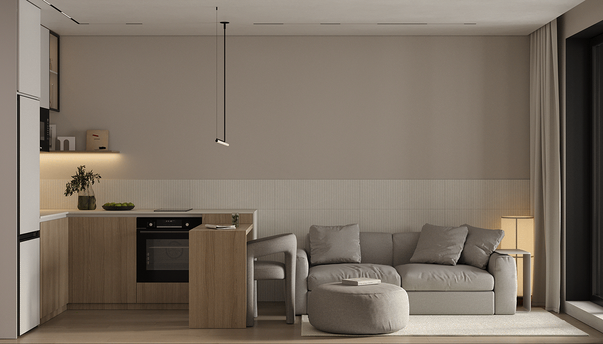 3D archviz bedroom design Interior kitchen living room Render visualization