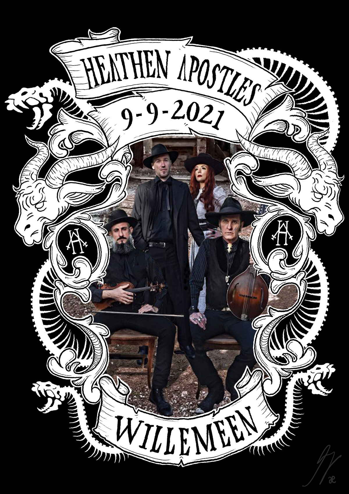 Aankondigingsposter band poster heathen apostles ILLUSTRATION  poster Poster Design