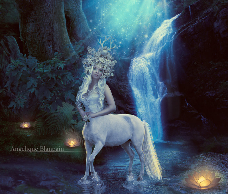 Centaur mythology mythologie art fantasy waterfall horses