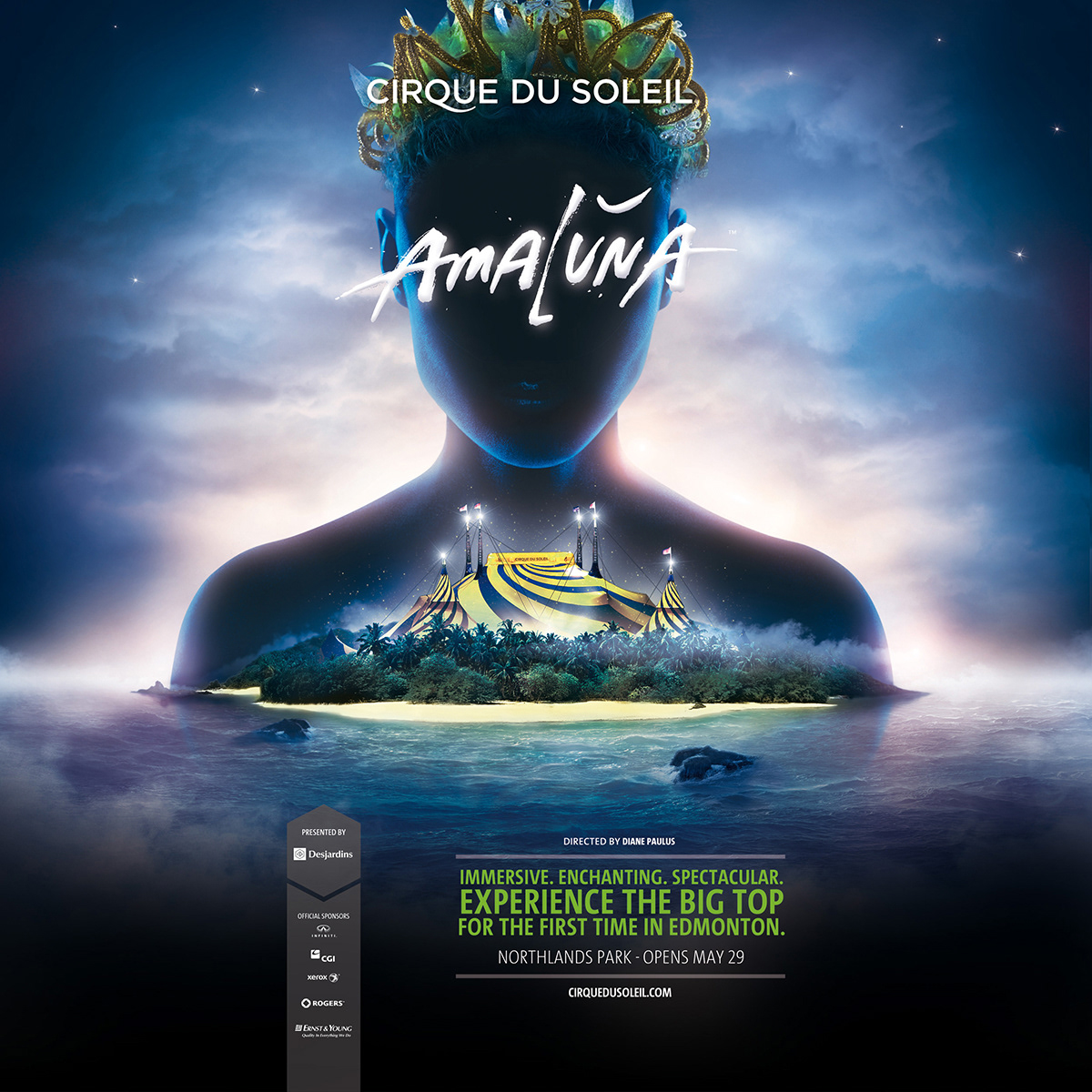 Amaluna cirque du soleil edmonton  affiche  poster blue bleu Island alberta