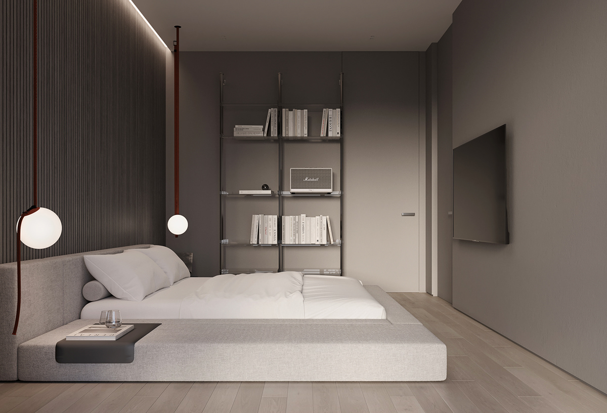 archviz 3D visualization interior design  bedroom kitchen дизайн интерьера визуализация современный интерьер Интерьер квартиры