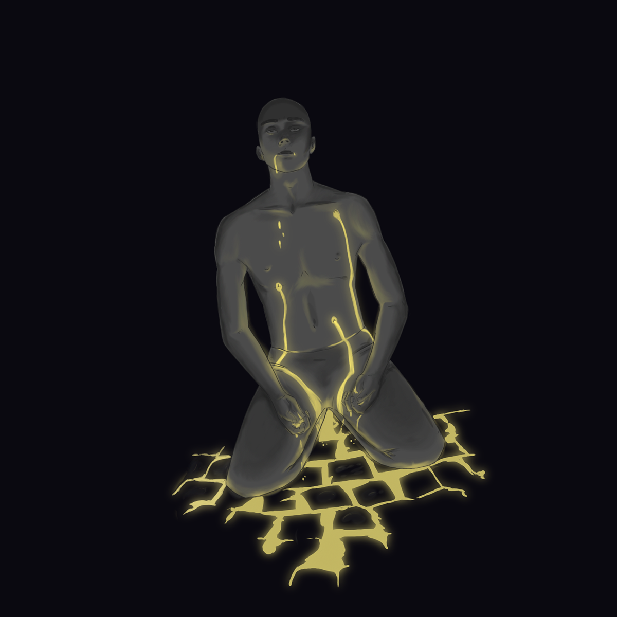 surreal android glow gold bleed random concept art