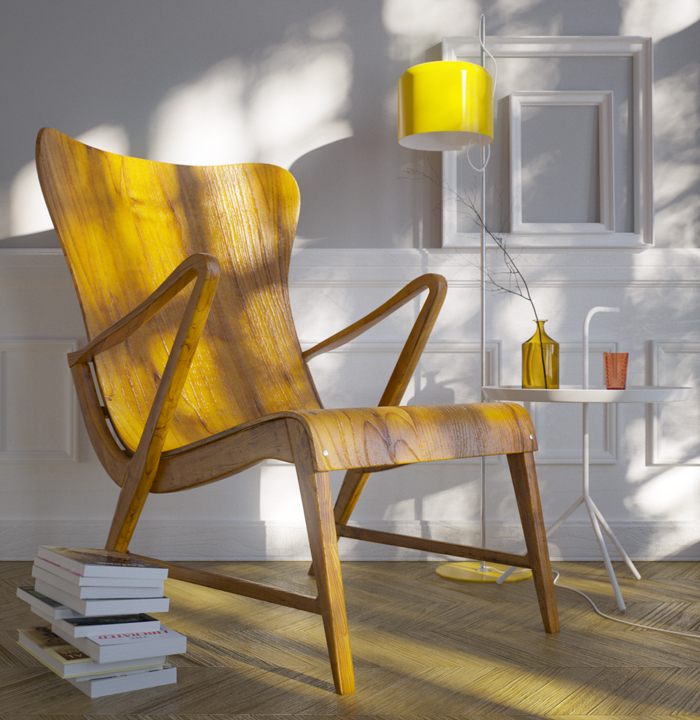 CGI rendering design furniture 3D plywood Sweden Interior modelling 3dsmax Render visualization light curation